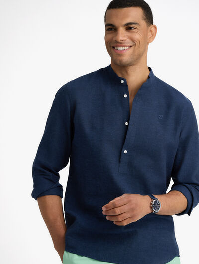 POLERA LINO C.MAO AZUL MARINO