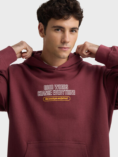 SUDADERA WORDS BURDEOS