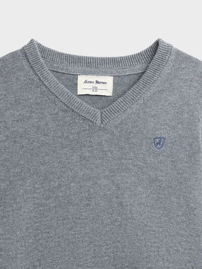 JERSEY V-NECK KIDS GRIS