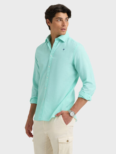 CAMISA LINO CHAMBRAY VERDE AGUA