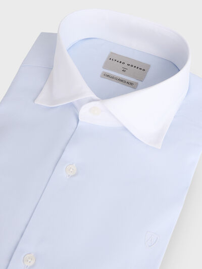 CAMISA POPELIN C.BLANCO CELESTE