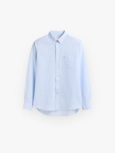 CAMISA LINO BOLSILLO CELESTE