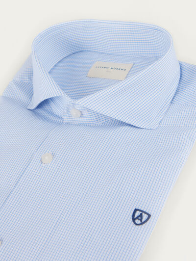 CAMISA COMFORT MICROCUADRO CELESTE