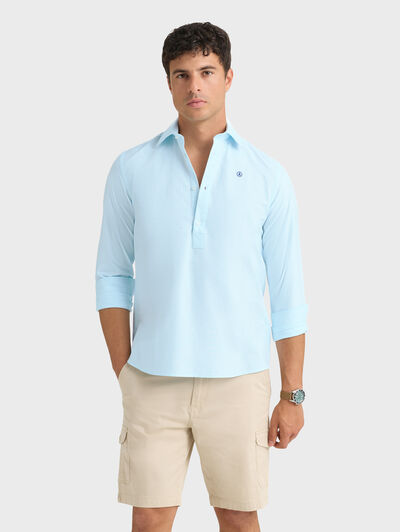 POLERA OXFORD RAYAS VERDE AGUA