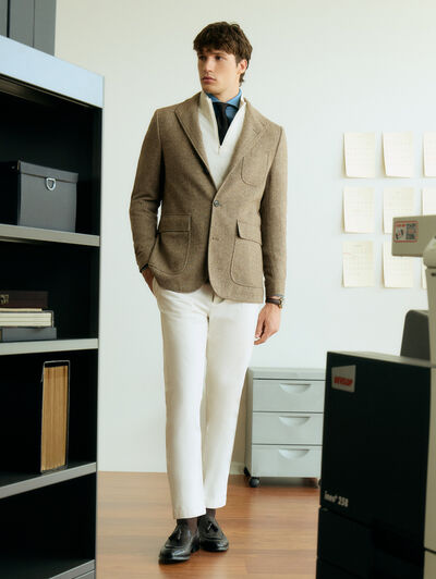 CHAQUETA TEBA ESPIGA CAMEL