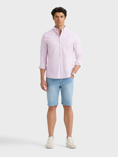 CAMISA OXFORD MIL RAYAS BURDEOS