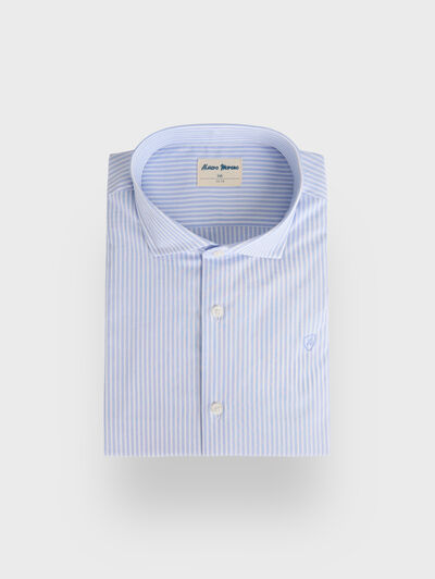 CAMISA VESTIR RAYAS KIDS CELESTE