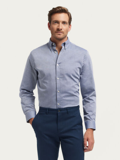 CAMISA MICROESPIGA AZUL MARINO