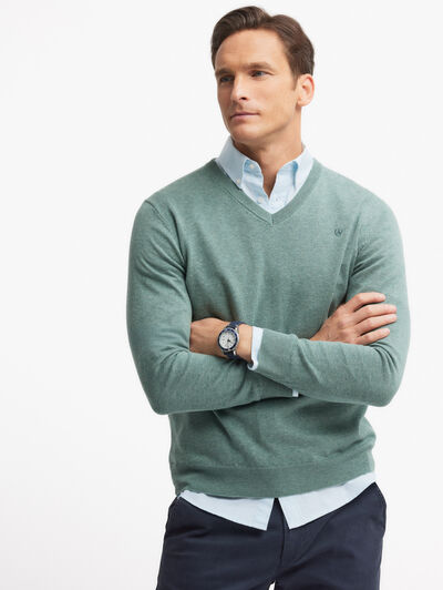 JERSEY V-NECK VERDE AGUA