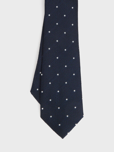 CORBATA GRENADINE LUNARES AZUL MARINO