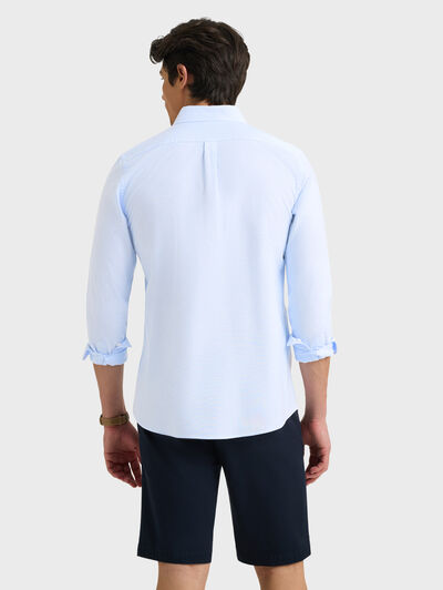 CAMISA OXFORD MIL RAYAS CELESTE