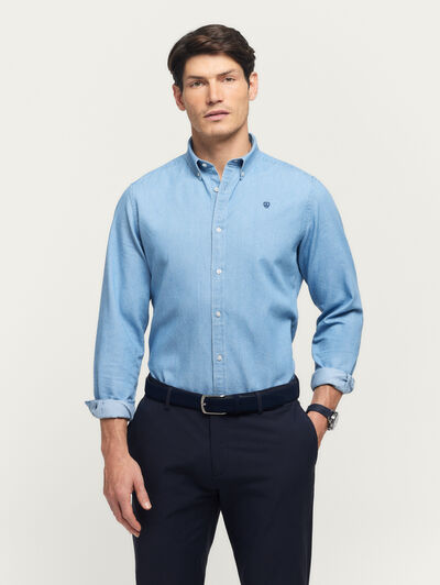 CAMISA DENIM SLUB CELESTE