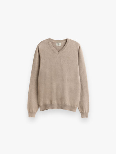 JERSEY V-NECK KIDS BEIGE