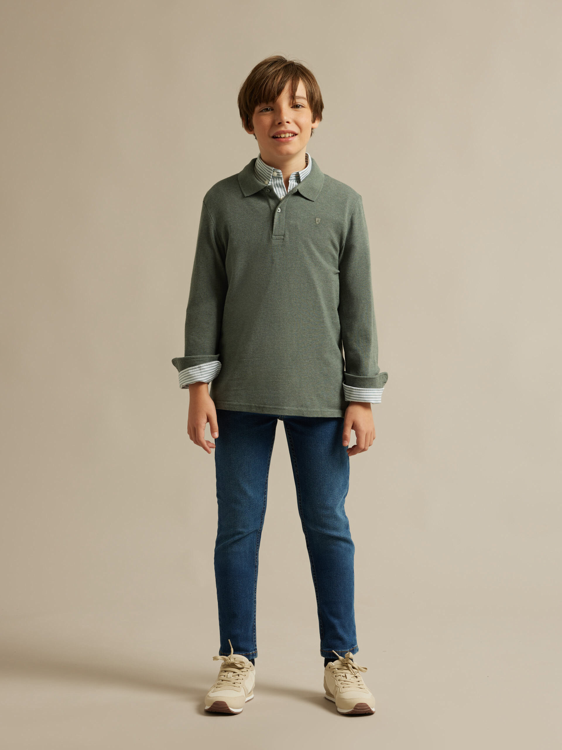 POLO MELANGE M L KIDS VERDE AGUA