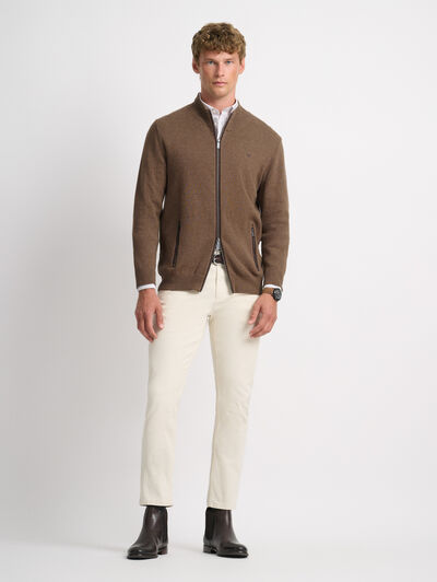 CARDIGAN CONTRASTE CAMEL