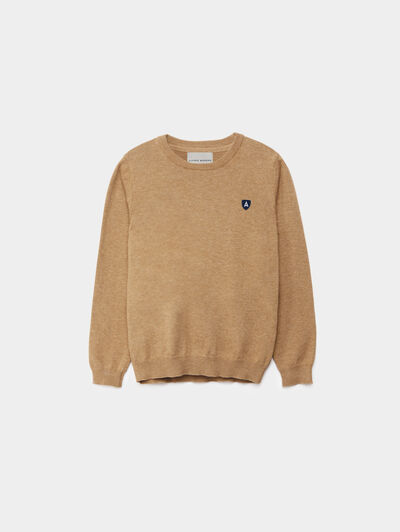 JERSEY ROUND NECK KIDS CAMEL