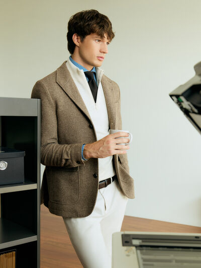 CHAQUETA TEBA ESPIGA CAMEL