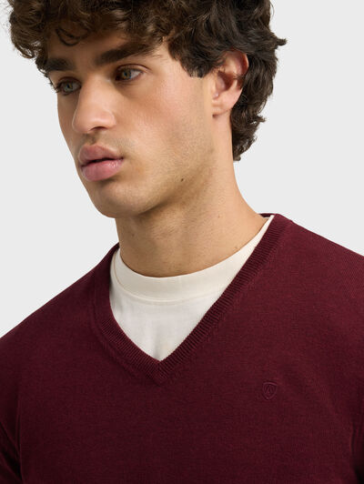 JERSEY V-NECK BURDEOS