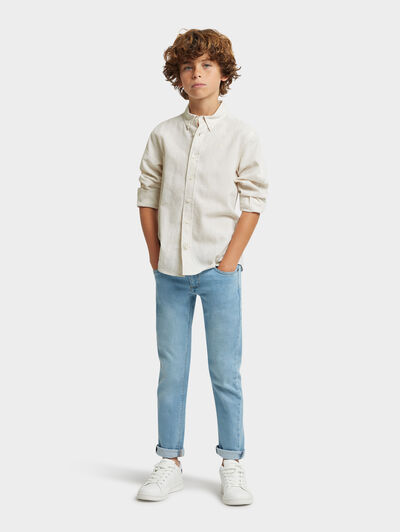 CAMISA LINO KIDS BEIGE