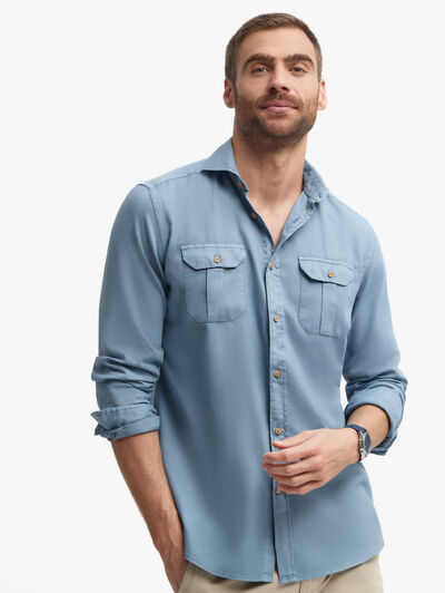 CAMISA PANAMA BOLSILLOS AZUL