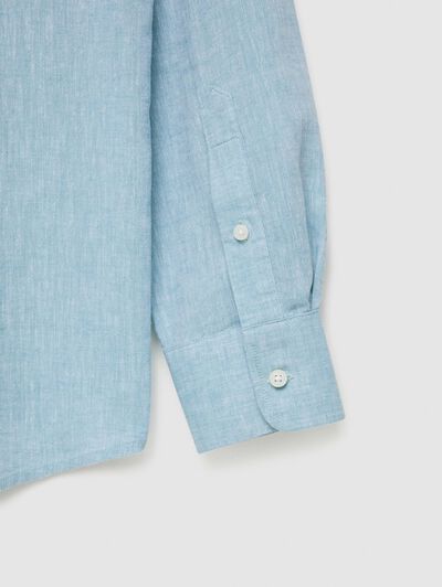 CAMISA LINO C. BOTON AZUL