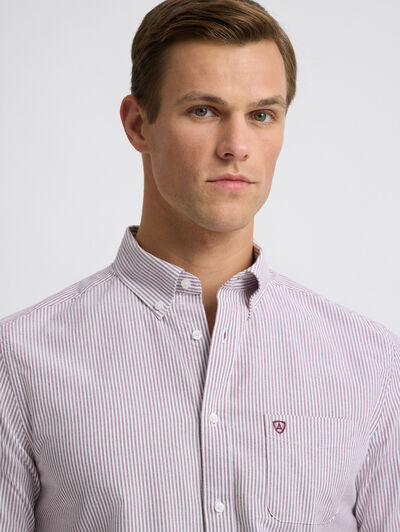 CAMISA OXFORD STRIPES BURDEOS