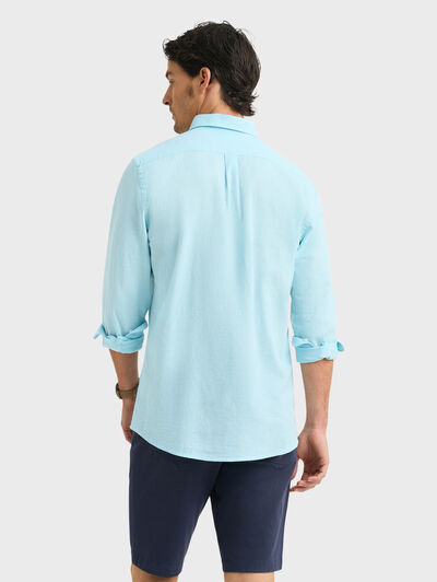 CAMISA LINO C.BOTON VERDE AGUA