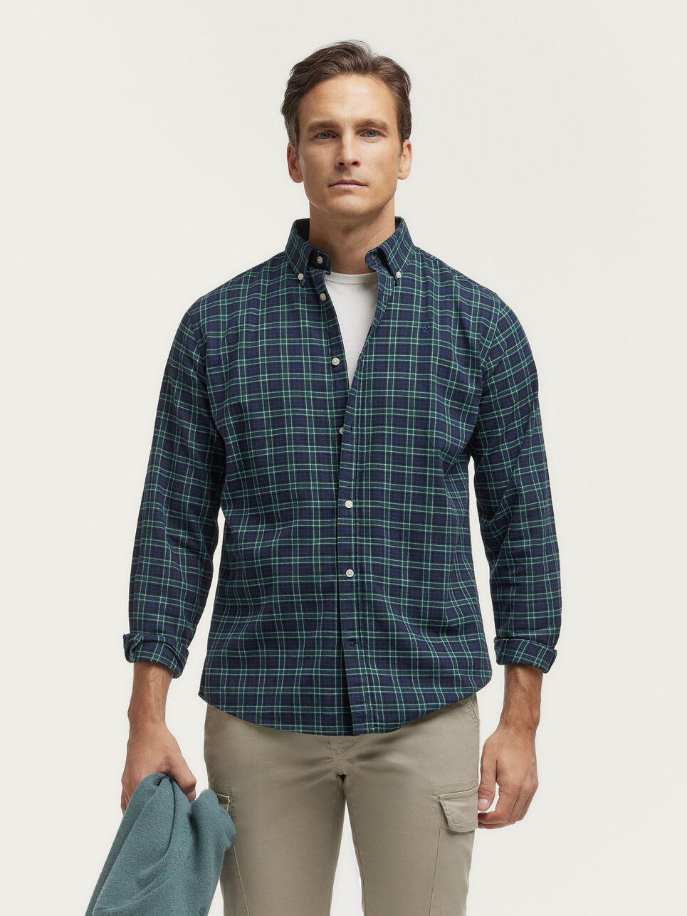 CAMISA FLANNEL TARTAN AZUL MARINO