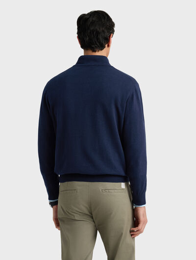 JERSEY BUTTON COLLAR AZUL MARINO