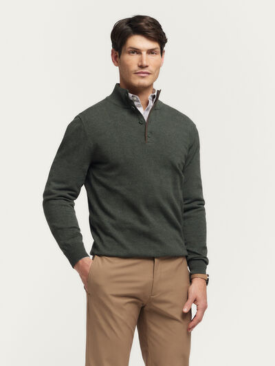 JERSEY BUTTON COLLAR VERDE