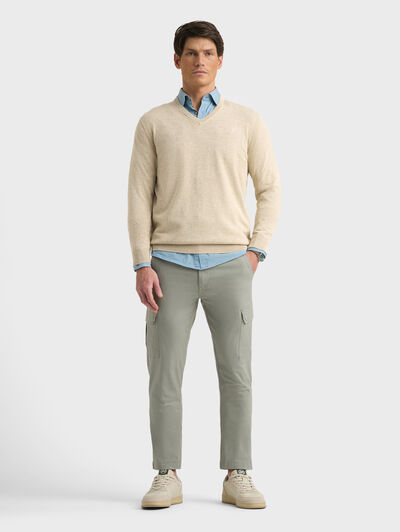 JERSEY V-NECK BEIGE