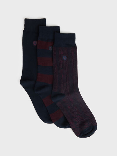 CALCETINES SET RAYAS AZUL MARINO