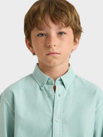 CAMISA OXFORD DYE KIDS VERDE AGUA
