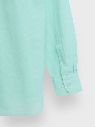 CAMISA LINO CHAMBRAY VERDE AGUA