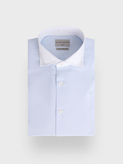 CAMISA POPELIN C.BLANCO CELESTE