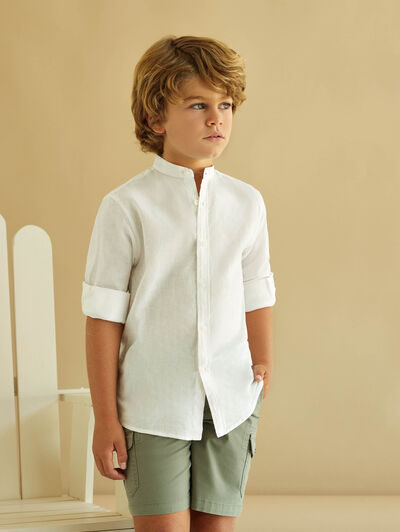 CAMISA LINO MAO KIDS BLANCO