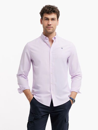 CAMISA PIN POINT RAYAS ROSA