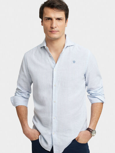 CAMISA LINO RAYAS JK CELESTE