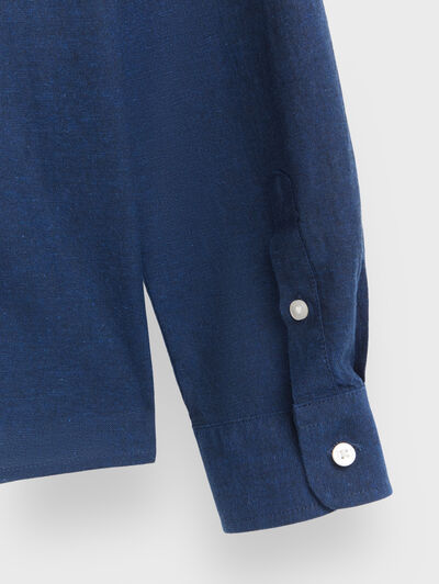 CAMISA LINO MAO KIDS AZUL MARINO