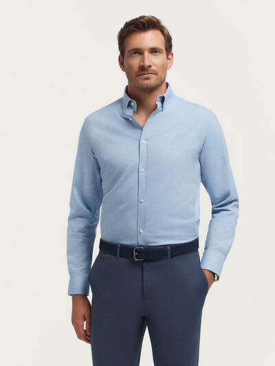 CAMISA FLANNEL TWILL CELESTE
