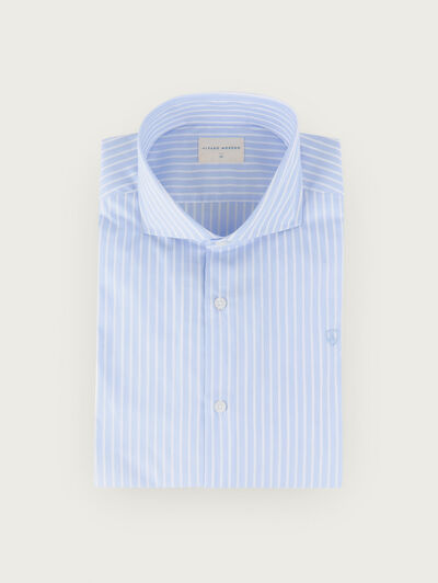 CAMISA COMFORT RAYAS DIPLO CELESTE