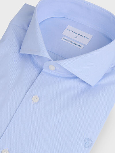 CAMISA VESTIR MIL RAYAS CELESTE