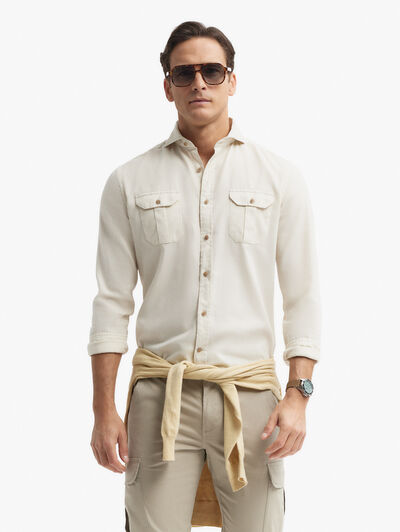 CAMISA PANAMA BOLSILLOS CRUDO