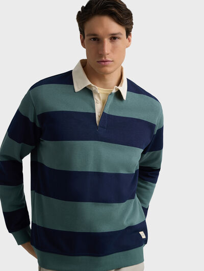 SUDADERA POLO RAYAS VERDE