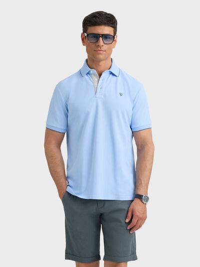 POLO CONTRAST CELESTE