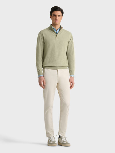 JERSEY BUTTON COLLAR VERDE