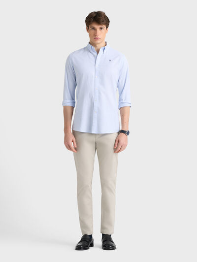 CAMISA OXFORD RAYAS CELESTE