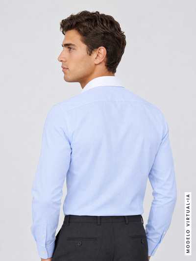 CAMISA FIL A FIL C.BLANCO CELESTE