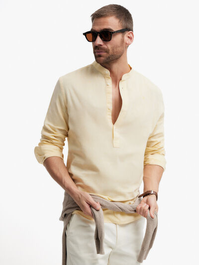 CAMISA LINO C.MAO AMARILLO