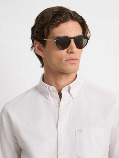 CAMISA MIL RAYAS POCKET BEIGE